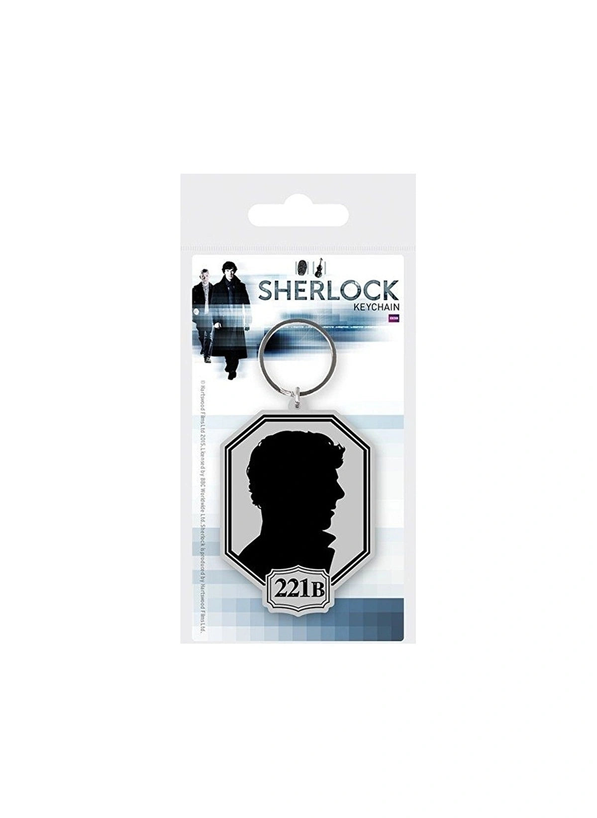 Sherlock Holmes Silhouette 221B Keychain