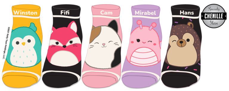 Squishmallows 5 Pack Assorted Character Ankle Sock Set
